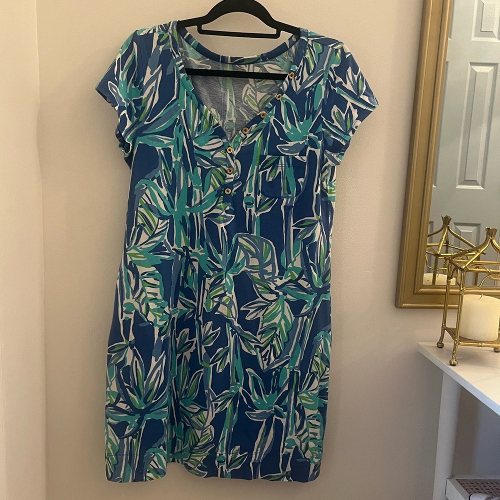 Lilly Pulitzer L Palmira Tee Shirt Dress Blue Crush